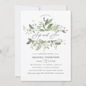 Greenery Geometric Sip and See Einladung (Vorderseite)