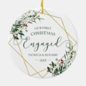 Greenery Geometric Unser erstes Weihnachtsfest Ver Keramik Ornament (Hinten)