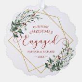 Greenery Geometric Unser erstes Weihnachtsfest Ver Ornament Karte (Rückseite)