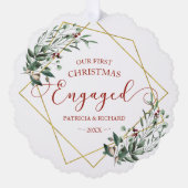 Greenery Geometric Unser erstes Weihnachtsfest Ver Ornament Karte (Vorderseite)