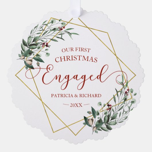 Greenery Geometric Unser erstes Weihnachtsfest Ver Ornament Karte (Vorderseite)