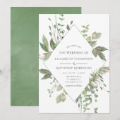 Greenery Geometric Wedding Einladung (Vorne/Hinten)