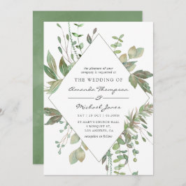 Greenery Geometric Wedding Einladung