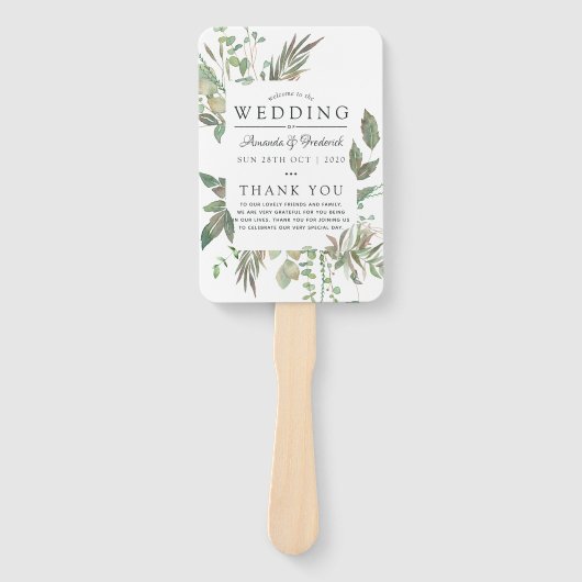 Greenery Geometric Wedding Program Fächer (Vorderseite)