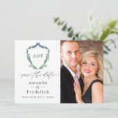 Greenery Geometric Wedding Save The Date (Stehend Vorderseite)