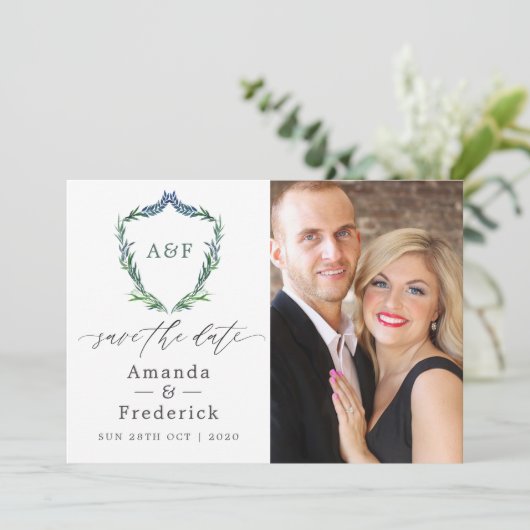 Greenery Geometric Wedding Save The Date (Stehend Vorderseite)