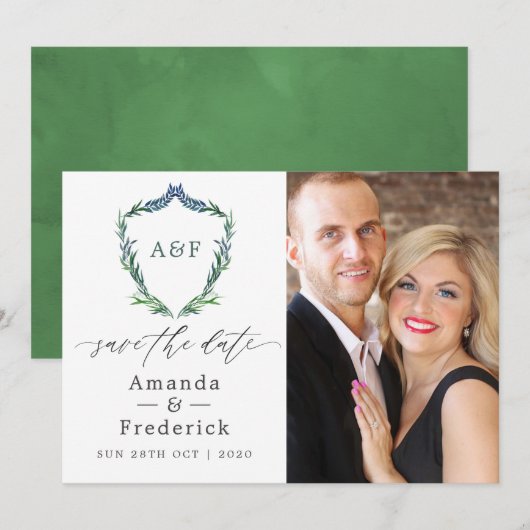 Greenery Geometric Wedding Save The Date (Vorne/Hinten)