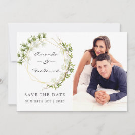 Greenery Geometric Wedding Save the Date Foto