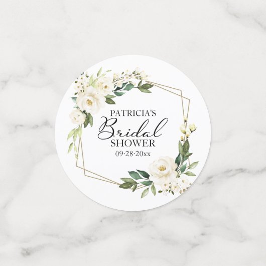 Greenery Geometric White Blume Brautparty Konfetti (Klein Vorderseite)