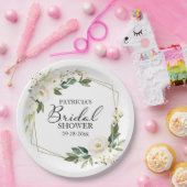 Greenery Geometric White Floral Brautparty Pappteller (Party)