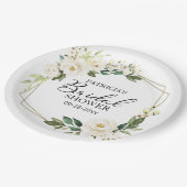 Greenery Geometric White Floral Brautparty Pappteller (Schrägansicht)