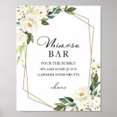 Greenery Geometric White Floral Mimosa Bar Sign Poster (Vorne)