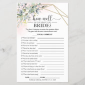 Greenery Geometric, wie gut Sie die Braut kennen Flyer (Vorne)