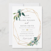 Greenery Geometrische Hochzeit Einladung (Vorderseite)
