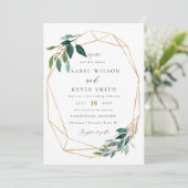 Greenery Geometrische Hochzeit Einladung (Stehend Vorderseite)