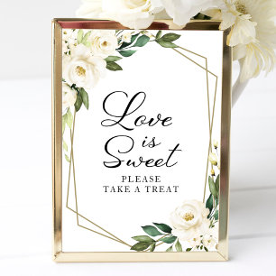 Greenery Geometrisches Weiß Florales Love Is Sweet Poster