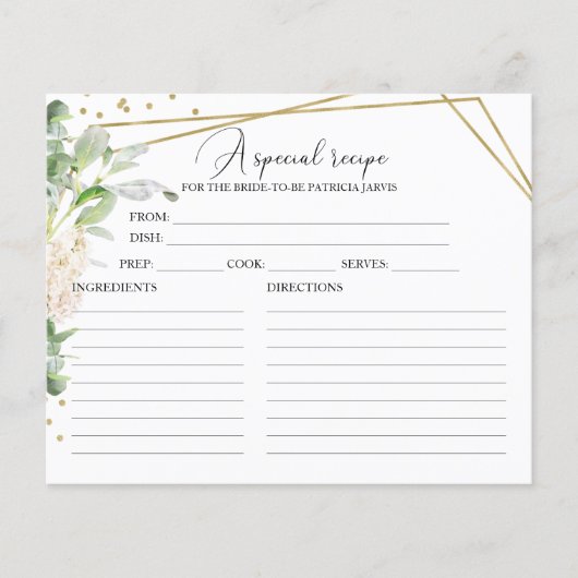 Greenery Geometry Gold Foil Brautparty Rezept (Vorderseite)