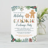Greenery Gingerbread Men Cookie Exchange Party Einladung (Stehend Vorderseite)