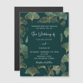 Greenery Ginkgo verlasse Luxus-Hochzeit Magneteinladung (Vorne/Hinten)