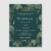 Greenery Ginkgo verlasse Luxus-Hochzeit Magneteinladung (Vorderseite)