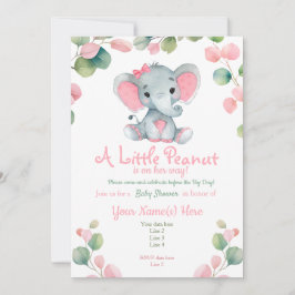 Greenery Girl Elephant Baby Shower Einladung