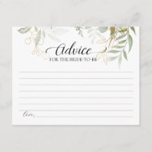 Greenery Gold Advice für die Bride-to-be Karte