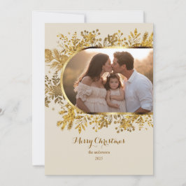 Greenery Gold Arch Modernes Script Foto Weihnachte Feiertagskarte