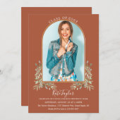 Greenery Gold Arch Terracotta Foto Abschluss Inv Einladung (Vorne/Hinten)