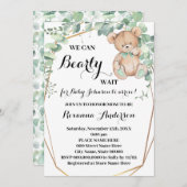 Greenery Gold Bear Baby Dusche Bearly wait Baby Einladung (Vorne/Hinten)
