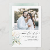 Greenery Gold Blätter Boho Save the Date Foto (Vorne/Hinten)