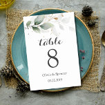 Greenery Gold Blätter Elegante Hochzeitsfeier Tisc Tischnummer<br><div class="desc">Greenery Gold Blätter Elegante Wedding Table Card Number Verschiedene Grünpflanzen, Aquarellmalungen Blätter und Imitate Goldfolie Pflanze elegantes und trendige Hochzeitsdesign. Dieses elegante leafy, grün und goldfarbene botanische trendige Hochzeitsthema umrahmt Ihre Hochzeitsdetails mit einem Rahmen von schieren pastellfarbenen Aquarellfoliage-Blätter in Gold und Grüntöne. Persönlich gestalten Sie diese modernen, naturgartenbezogenen botanischen Tischkarten...</div>