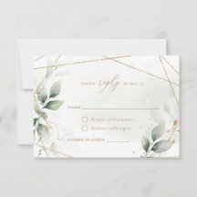 Greenery Gold Blätter Geometric Wedding RSVP