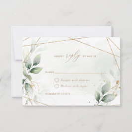 Greenery Gold Blätter Geometric Wedding RSVP Einladung