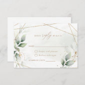 Greenery Gold Blätter Geometric Wedding RSVP Einladung (Vorne/Hinten)