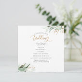 Greenery Gold Blätter Hochzeitsprogramm Programm (Stehend Vorderseite)