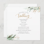 Greenery Gold Blätter Hochzeitsprogramm Programm (Vorne/Hinten)