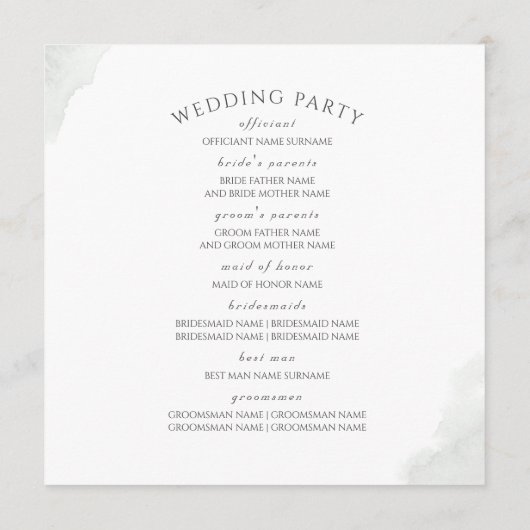 Greenery Gold Blätter Hochzeitsprogramm Programm (Rückseite)