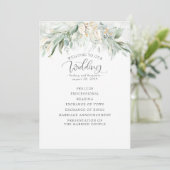 Greenery Gold Blätter Hochzeitsprogramm Programm (Stehend Vorderseite)
