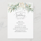 Greenery Gold Blätter Hochzeitsprogramm Programm (Vorderseite)