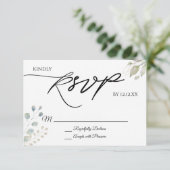 Greenery Gold Botanical Blätter RSVP Card Karte (Stehend Vorderseite)