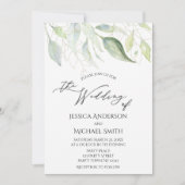 Greenery Gold Botanical Blätter Wedding Card Einladung (Vorderseite)