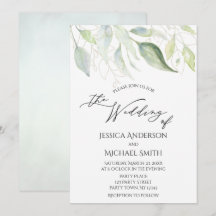 Greenery Gold Botanical Blätter Wedding Card