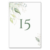 Greenery Gold Botanische Blätter Wasserfarbe Tischnummer (Rückseite)