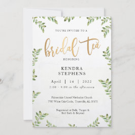 Greenery & Gold Bridal Tee Einladung