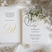 Greenery Gold Calligraphy Wedding Elegante Script Folieneinladung