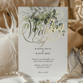 Greenery Gold Calligraphy Wedding Elegante Script Folieneinladung