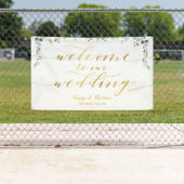 Greenery Gold Calligraphy White Willkommen bei Hoc Banner (Insitu)