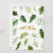 Greenery Gold Dinosaur Babydusche Einladung (Rückseite)
