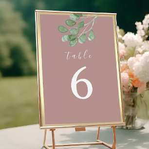 Greenery Gold Dusty Rose Wedding Tischnummer
