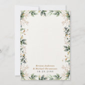 Greenery Gold Elegant Watercolor Boho Leaf Wedding Einladung (Rückseite)